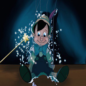 Pinocchio and the Blue Fairy Wand